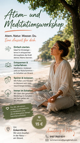 Meditation, Atmung und Entspannung am Strand.